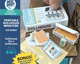 Printable Dollhouse Kit Download, 1:12 Scale + Cricut Files