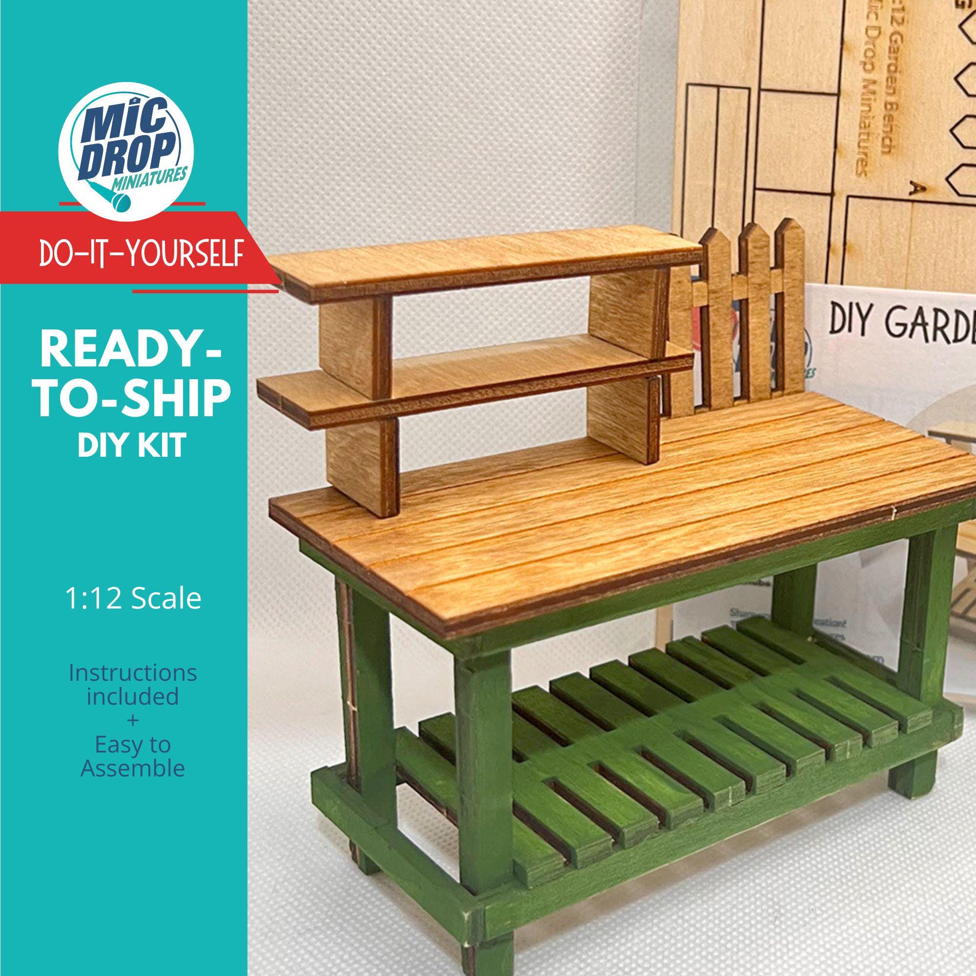 DIY Dollhouse Miniature Garden Bench DIY - 1:12 Scale