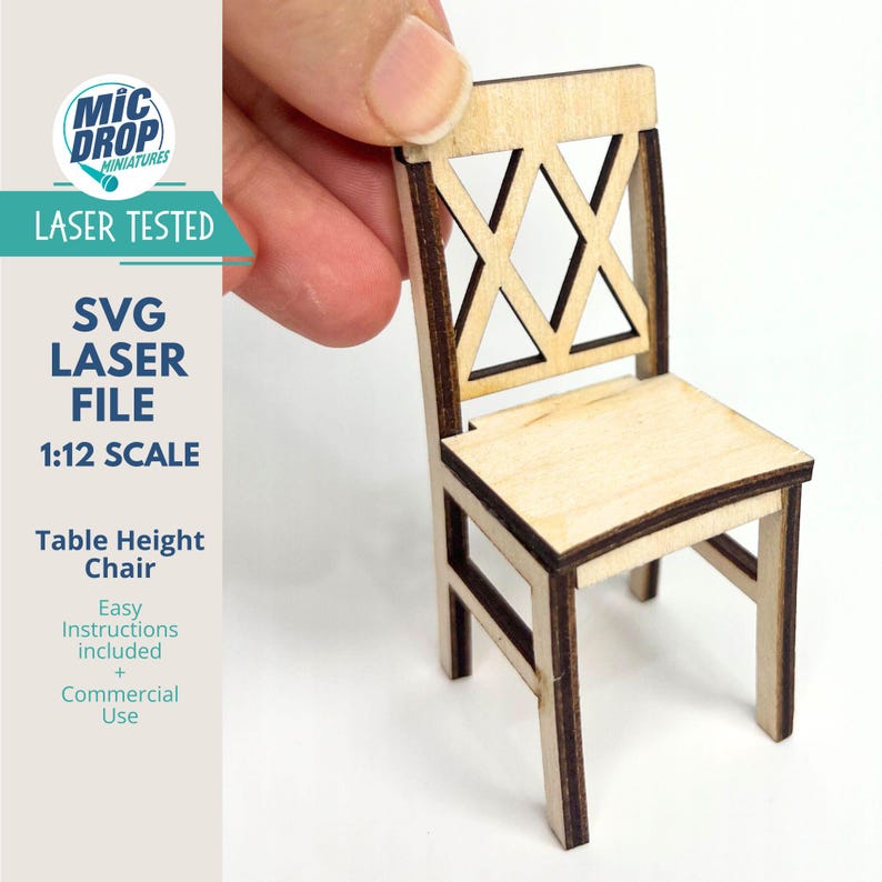 Digital Download Miniature Chair; Table-height- 1:12 Scale SVG File for ...