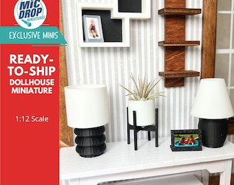 Dollhouse Decor, Handmade Miniature Lamps, Plants & Shelves. 1:12 scale