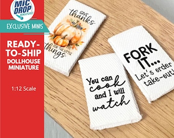Dollhouse Miniature Kitchen Towels - 1:12 Scale Home Decor