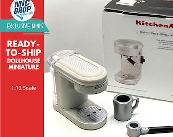 Miniature Espresso Machine with Box 1:12 Scale for Dollhouses