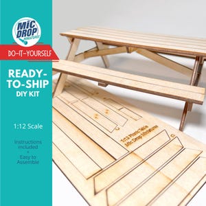 Miniatuur picknicktafel poppenhuis: schaal 1:12
