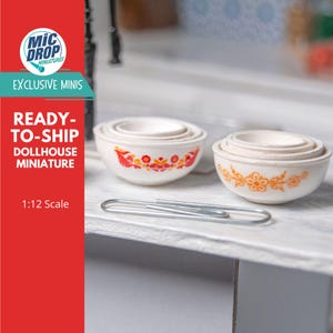 Dollhouse Miniature 1:12 Mixing Bowls; Miniature Nesting Bowls; Various Patterns