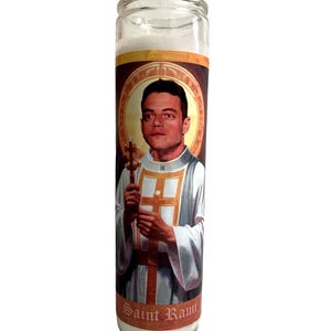 Rami Malek Celebrity Parody Devotional Prayer Saint Candle