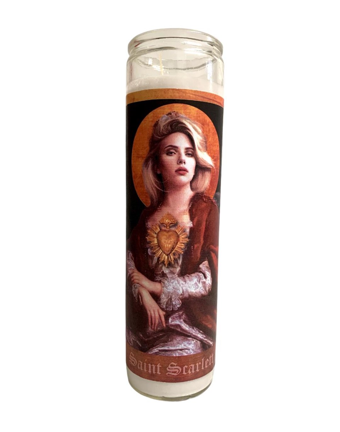 Scarlett Johansson Celebrity Parody Devotional Prayer Saint Candle - Etsy