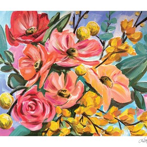 Floral Painting, Flower Painting, Flowers Wall Decor, Floral Wall Art, Warm Flowers, Flowers Wall Art, House Warming, Gift for Gardener