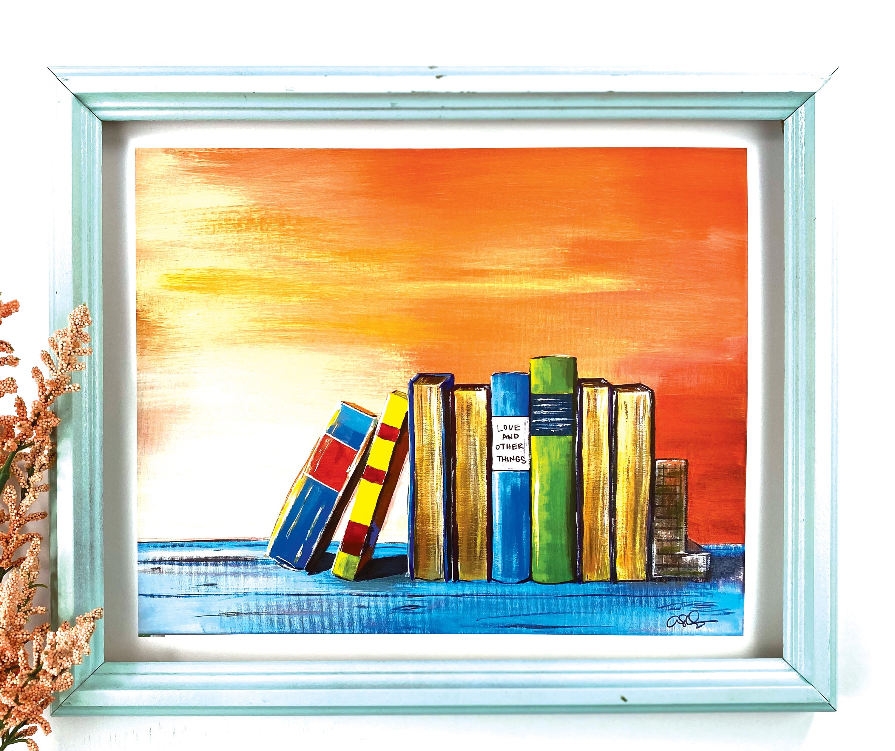 Books Art Print Colorful Books Print Books Colorful Art Etsy