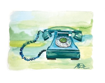 Vintage Telephone, Vintage Phone, Retro Art Print, Vintage Art Print, Retro Telephone, Old School Phone, vintage wall decor, vintage art