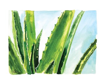 Aloe Painting, Plant Art Print, Mothers Day, Plant Painting, Aloe Watercolor, Gift for Plant Lover,  Watercolor Plant, Plant Lover, Plant