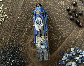 Evil Eye Schutz Zauberglas, Nazar Zauber Flasche, Absicht Manifestation Flasche, Schutzzauber, spirituelles Zauberglas, Yule Witchy Geschenk