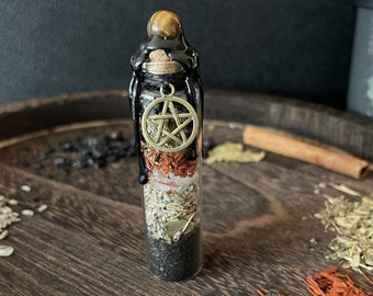 Schutzzauber Flasche, Schutzzauber Glas, Absicht Manifestation Flasche, Schutzzauber, spirituelles Zauberglas, Pentakel Zauberglas
