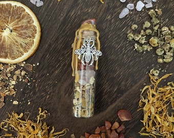 Bee Happy Zauberglas, Glückszauberflasche, Absichtsmanifestation Flasche, Freudenzauber, spirituelles Zauberglas