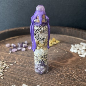 Anti-Anxiety Spell Jar, Amethyst Moon Spell Bottle, Intention Manifestation Bottle, Calming Spell, Spiritual Spell Jar