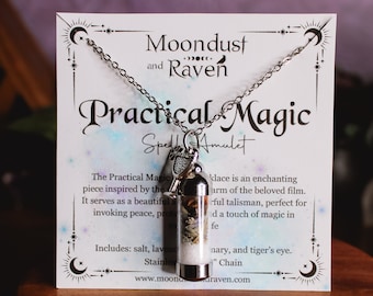 Práctico collar de amuleto de tarro de hechizo mágico, joyería de encanto de cristal de bruja, collar de encanto de margaritas de medianoche