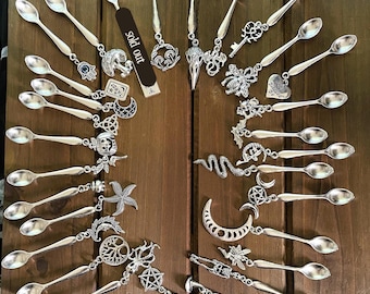 Witchy Little Charm Spoons, Apothecary Spoons, Incense Spoons, Spooky Decor, Altar Tools, Witchy Gift, Spoon Charm Pendants