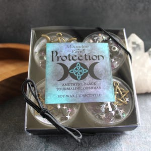 Protection Tealight Crystal Candles, Ritual Candles, Witchy Candles, Witchy Decor, Crystal Candle Set, Witchy Gift