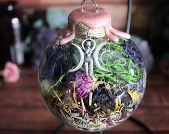Moon Goddess Witch Ball, Devotional Ornament, Divine Feminine Altar Decor, Triple Moon Goddess