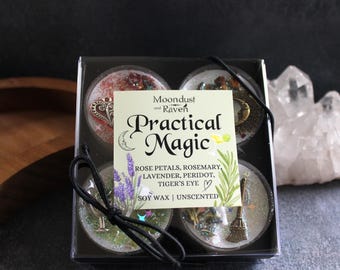 Practical Magic Tealight Crystal Candles, Ritual Candles, Witchy Candles, Witchy Decor, Witchy Gift