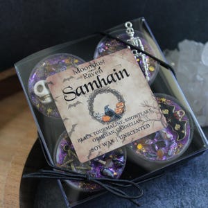Velas de cristal para Samhain Tealight, velas rituales, velas de brujas, decoración de brujas, velas de Halloween