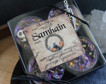 Samhain Tealight Crystal Candles, Ritual Candles, Witchy Candles, Witchy Decor, Halloween Candles