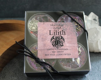 Lilith Tealight Crystal Candles, Ritual Candles, Witchy Candles, Witchy Decor, Lilith Offering