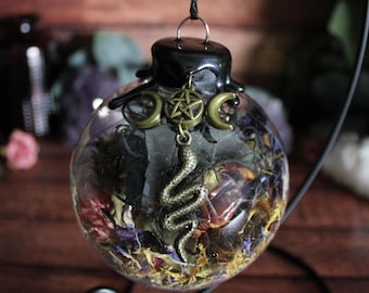Medusa Goddess Witch Ball, Devotional Ornament, Medusa Altar Decor