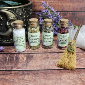 Practical Magic Gift Set, Herb Bottles, Mini Broom, Witchy Gift image 2