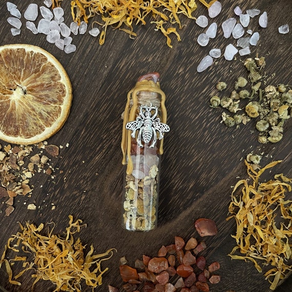 Bee Happy Spell Jar, Happiness Spell Bottle, Intention Manifestation Bottle, Joy Spell, Spiritual Spell Jar