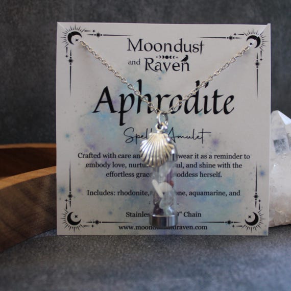 Aphrodite Spell Jar Amulet Necklace, Witchy Crystal Charm Jewelry, Aphrodite Jewelry, Aphrodite Offering, Wearable Spell Jar