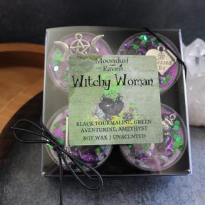 Velas de cristal de té de bruja, velas rituales, velas de bruja, decoración de brujas, regalo de Navidad de brujas