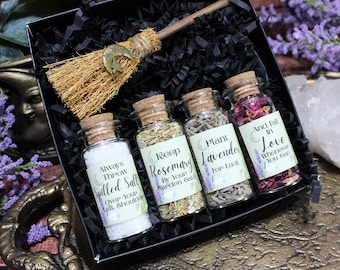 Practical Magic Gift Set, Herb Bottles, Mini Broom, Witchy Gift