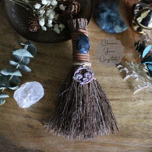 Mushroom Wreath Witches Broom, Crystal Witches Besom, Witchy Cinnamon Broom, Witchy Decor, Crystal Broom, Altar Broom, Witchcraft Tools