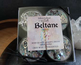 Beltane Tealight Crystal Candles, Ritual Candles, Witchy Candles, Witchy Decor, Sabbat Ritual Candles