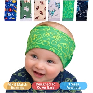 Baby Hearing Aid Headband | Soft | Mesh Ear Coverage | Mix & Match Pattern Bundles | 3 Sizes | Ready to Ship
