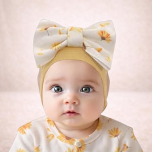 Childrens hearing aid hat with mesh sides and 2 bows: Size small 16-18 inches) Ready to ship-