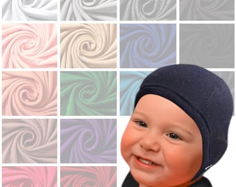 Custom Half Mesh Pilot Cap | Solid Color Baby Hearing Aid Retention Hat | Cochlear Implant