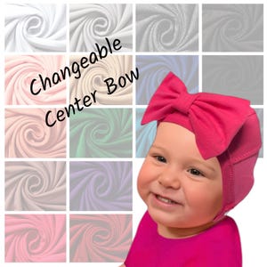 Custom Center Bow Pilot Cap — Hearing Aid Retention | Cochlear Implant Hat | Baby Hearing Device Holder