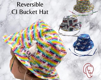 Cochlear/CI/ Bucket Cap/reversible/Infant/ Toddler/baby/childrens/hat/boys/girl