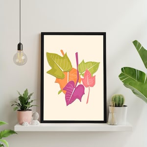 HOJA DE ARCE: OBRA DE ARTE OTOÑAL, Póster de otoño, Arte mural imprimible con hojas abstractas botánicas para decoración del hogar, Arte digital descargable