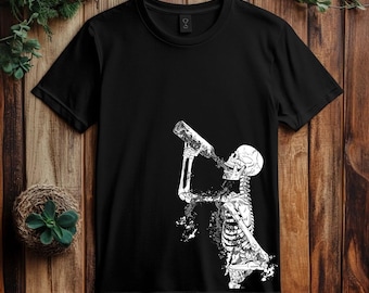 Camiseta de hidratación de esqueleto / Camiseta de esqueleto / Ropa alternativa / Dark Academia / Arte mural o prenda de estética oscura de brujas