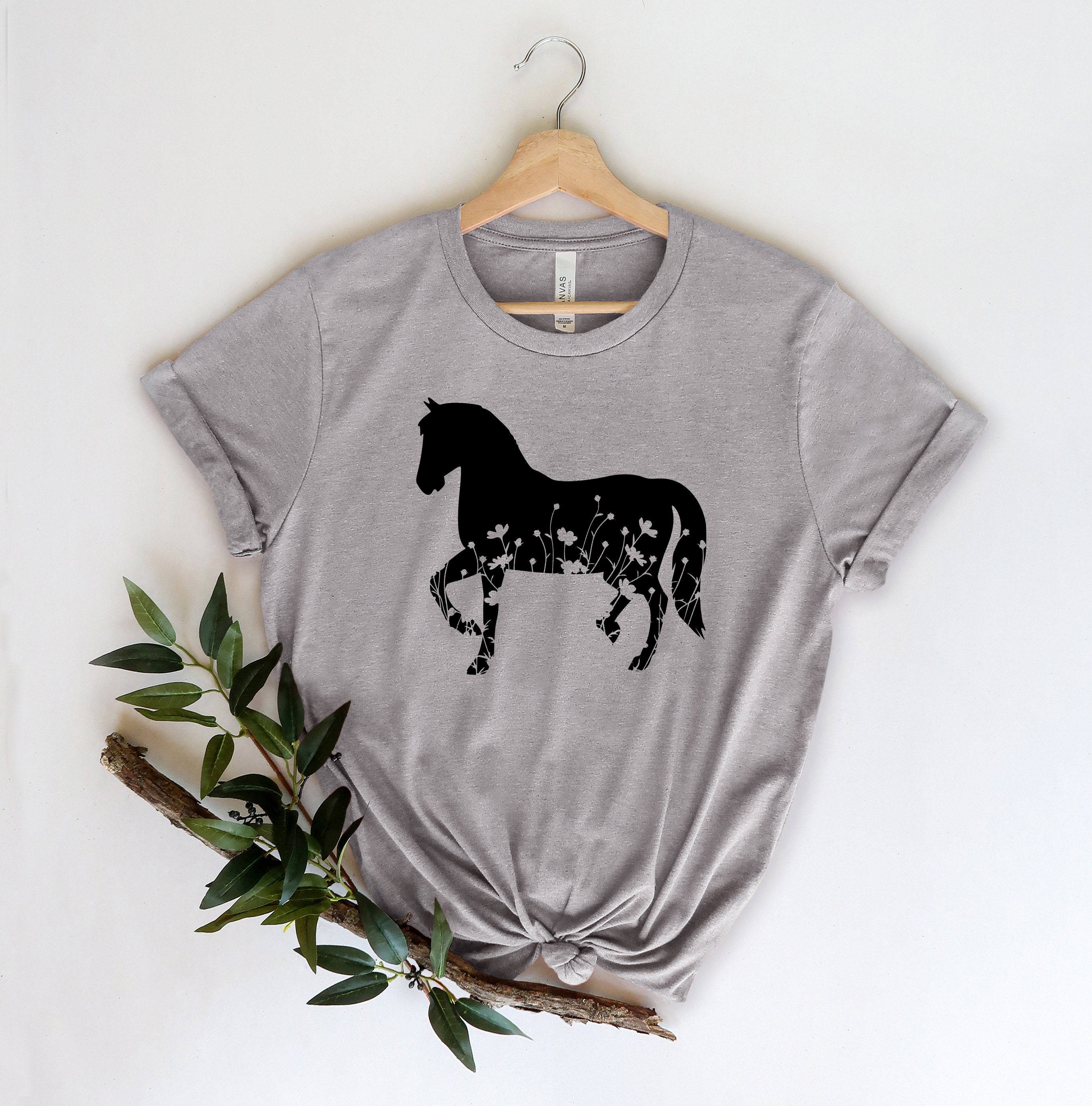 Floral Horse Shirt Horse Riding Shirt Cute Horse Lover Tee Etsy