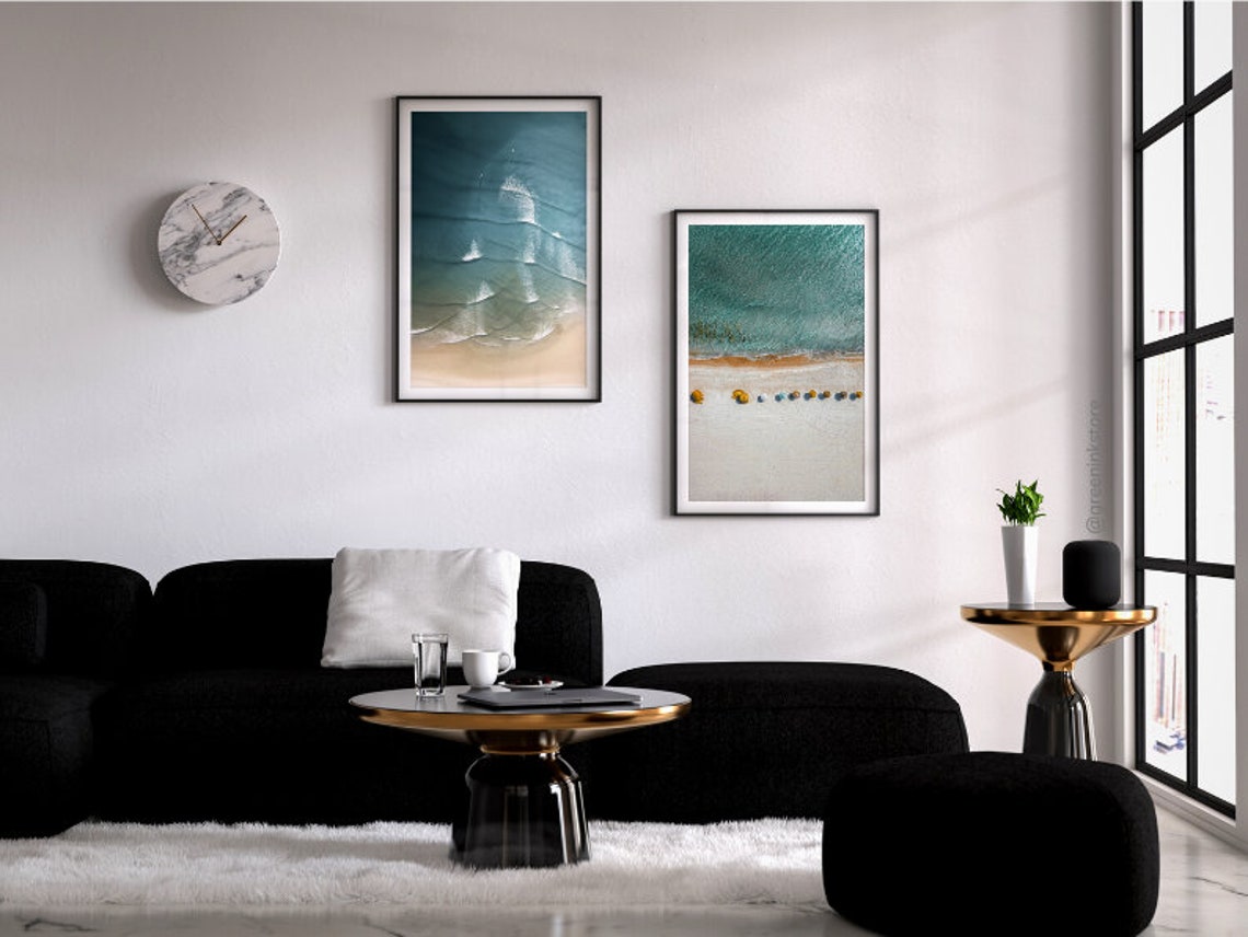 Blue Beach Wall Art Printable Coastal Beach Poster Modern Etsy