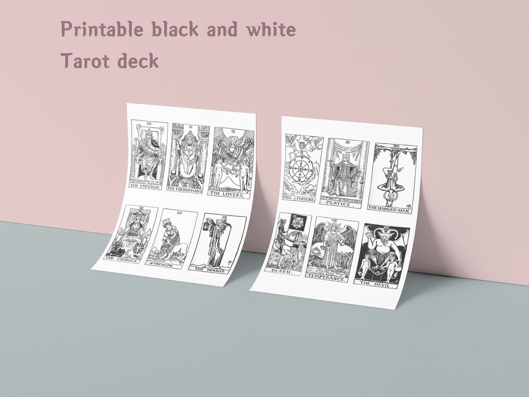 Printable Tarot Deck, Original Rider Waite Black and White - Etsy