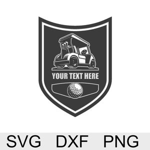 Plaque with Golf Cart and Golf Ball - Add your own text - Dxf and Svg file - Digital Download only