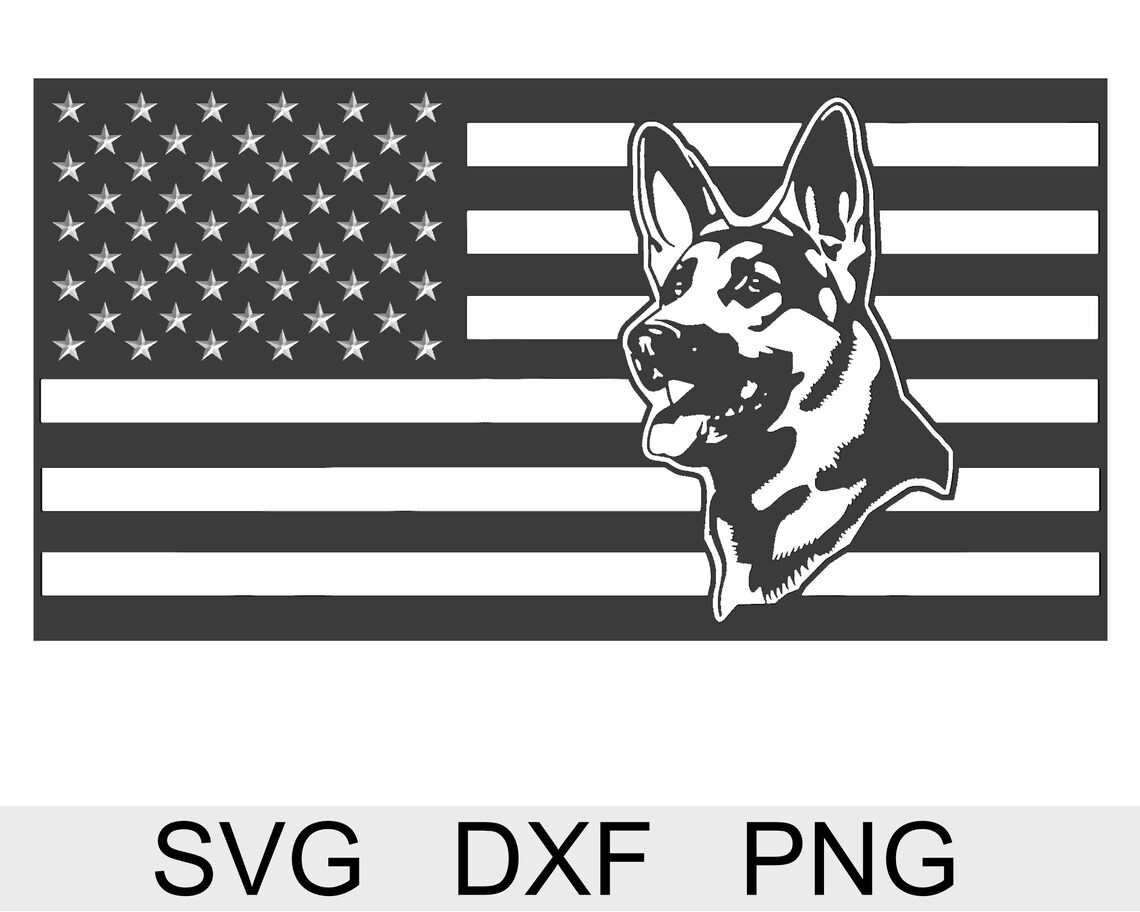 American Flag With German Shepard Dog Svg and Dxf Cutting | Etsy