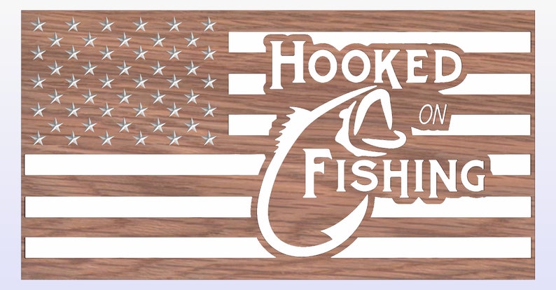 Download Hooked on Fishing Flag design with Svg and Dxf files for your | Etsy