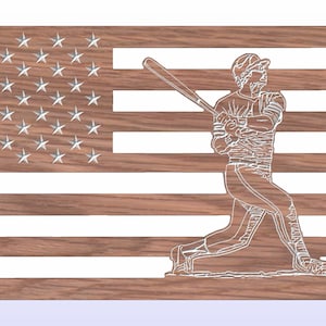 US Flag with Baseball Player CNC file – Dxf and Svg files – Digital Download only