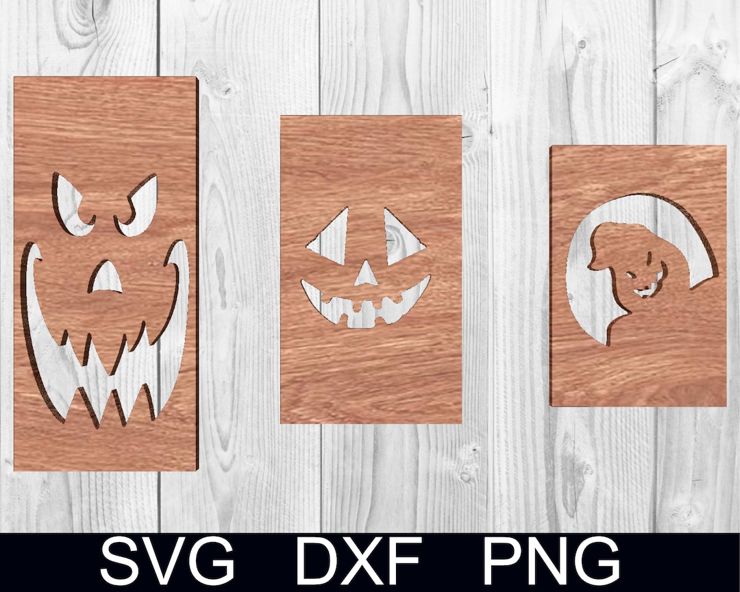 Set of 3 Halloween Jack O'lanterns Cutting Files. for CNC Routers and Set of 3 Halloween Jack O'lanterns Cutting Files. for CNC Routers and