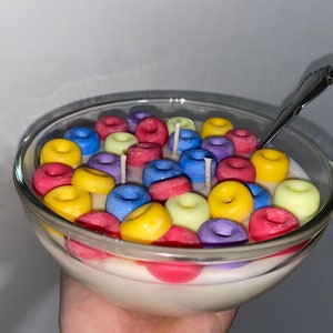 Fruit loop cereal candle